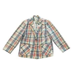 1980s VTG eccotoo by eccobay Multicolor Bright Plaid Fitted Blazer Size Medium
